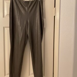 Sleek Dark Green Faux Leather Leggings